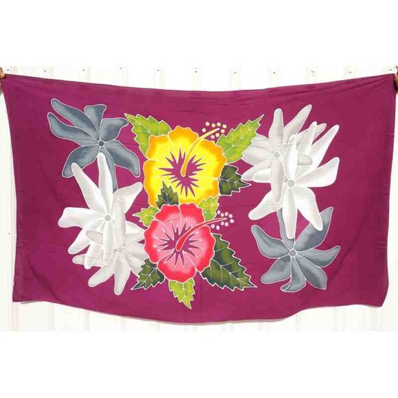 CM73 Flower Batik Plus 38" Open Hand Painted Cover Up Midi Cardigan fit up to 5X - Picture 2 of 2